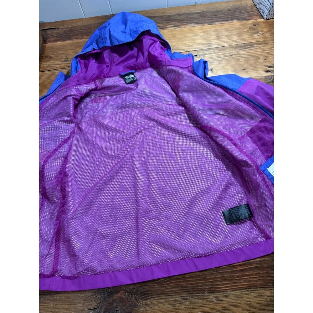The North Face Windbreaker Jacket Girls Medium 10/12 Purple Blue Hooded Lined